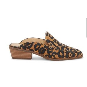 BRAND NEW Lucky Brand Margrete Cheetah Leopard Leather Mules